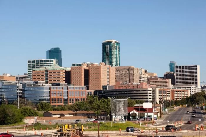 An aerial view of Riverside in California
