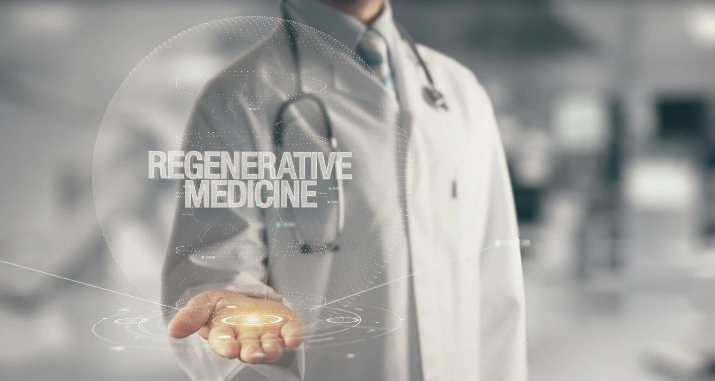 Digital interface highlighting regenerative medicine—representing the high-viability stem cell treatments offered in Chesapeake using MSCs from umbilical cord tissue and Wharton’s jelly